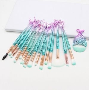 Mermaid Makeup Brush Set - Purple and Green